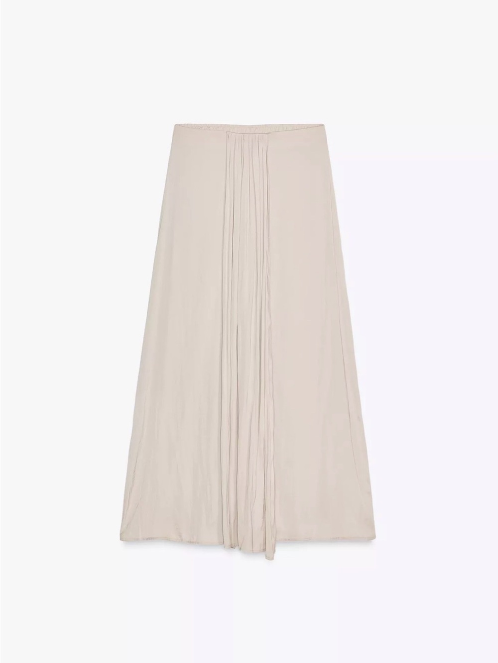 Zara Cream Maxi Skirt with Front Pleat Detail